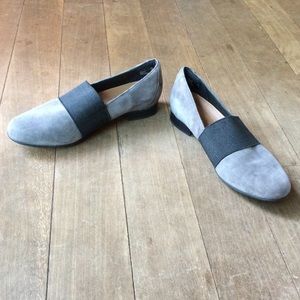Clarks grey suede slip-on loafers